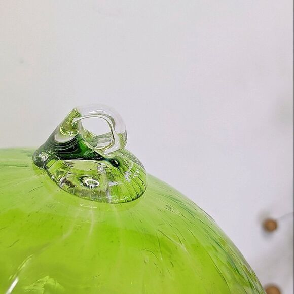 Crate&Barrel Lime Green Blown Glass Ball Ornament - Picture 4 of 6